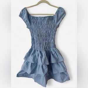 Blue Gingham Smocked Dress